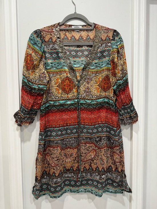 verty Tops - Vntage Boho Printed V-Neck Tunic